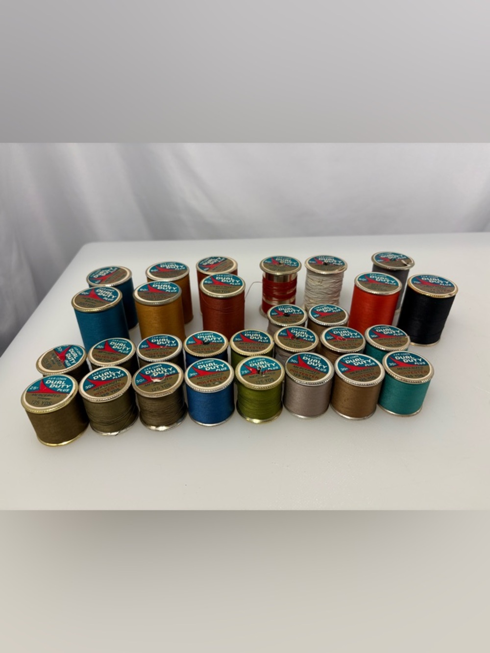 J & P Coats Dual Duty Plus Polyester Thread Spool Lot - Multicolor
